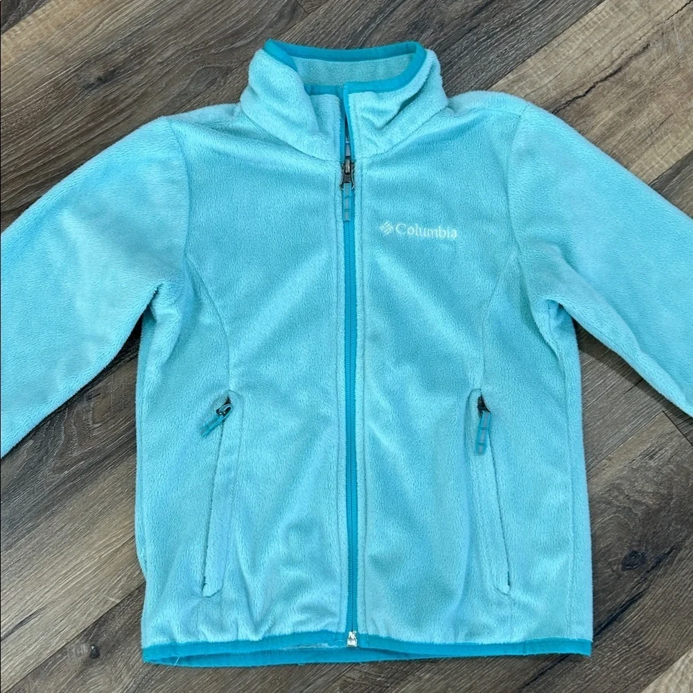 Columbia Light Blue/Turquoise Zip Fleece Jacket Girls XS 6/6X